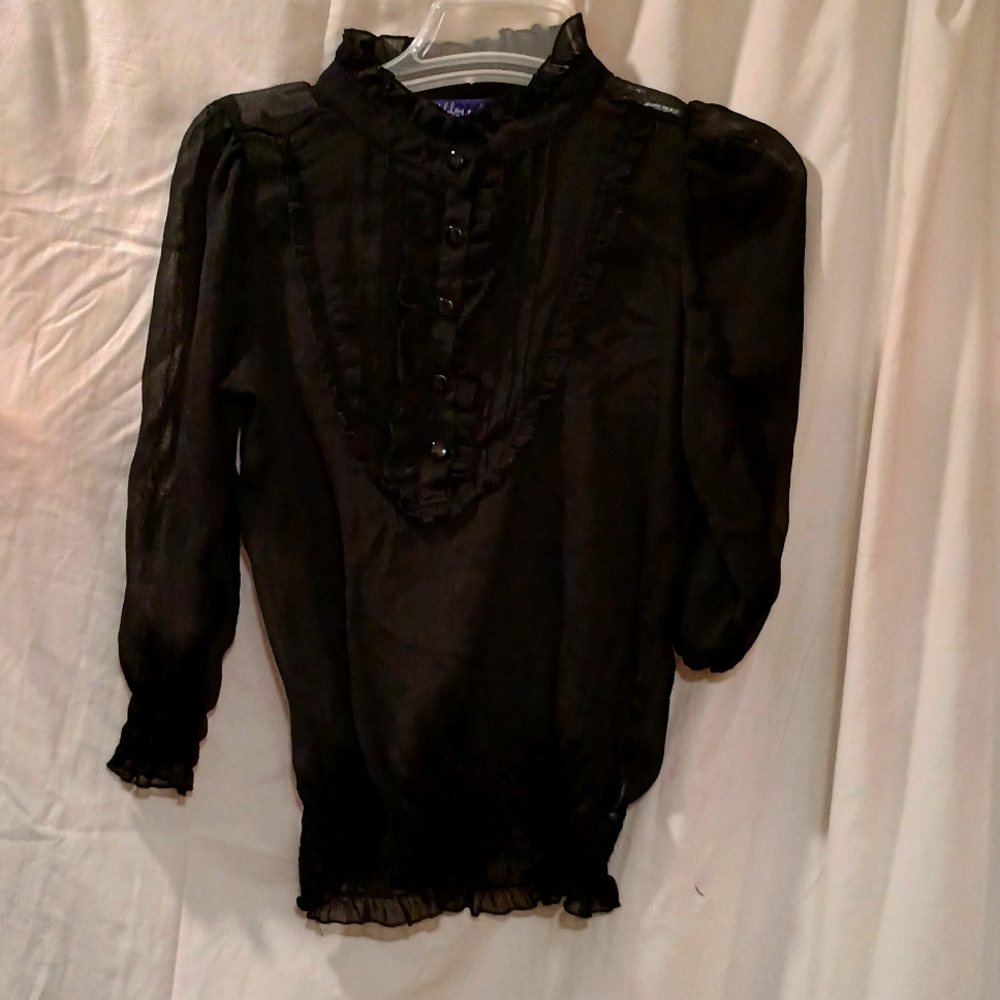 M Miley Cyrus Max Azria black sheer top